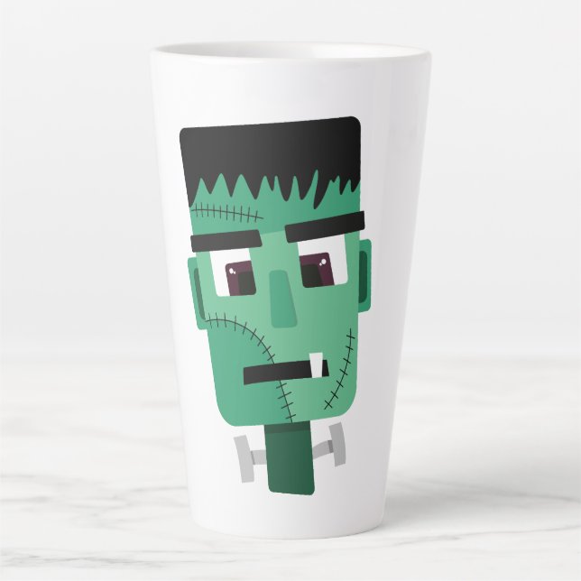 Caneca De Café Latte Ilustração do Monstro de Frankenstein (Frente)