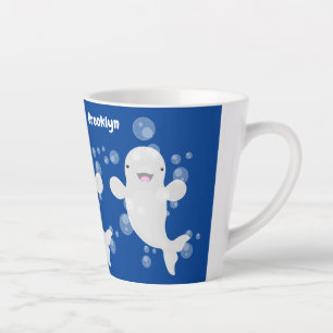 Caneca De Café Latte Ilustração em desenho animado de bolhas de baleia