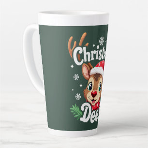 Caneca De Café Latte Ilustração Fofa de Veado de Natal