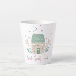 Caneca De Café Latte Ilustração Fofa em Pastel "Lar Doce Lar" – Aconche