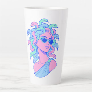 Caneca De Café Latte Ilustração Retro-Pop da Medusa – Óculos de Sol Pas
