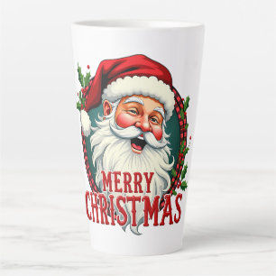 Caneca De Café Latte Ilustração Vintage do Papai Noel Padrão de Natal