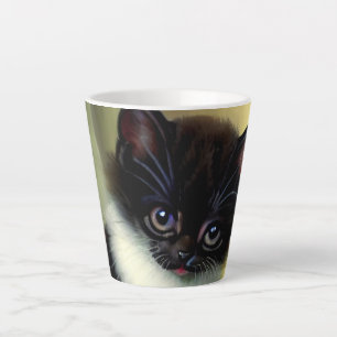 Caneca De Café Latte Ilustração Vintage Tuxedo Kitten