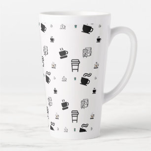 Caneca De Café Latte Ilustrações de copo de latte de café quente preto 