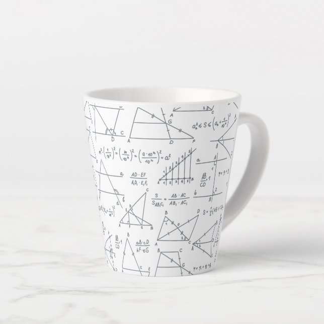 Caneca De Café Latte Ilustrações Escritas de Cálculos Matemáticos Latte (Ângulo direito)