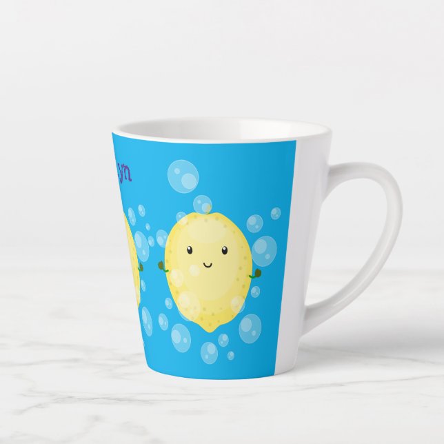 Caneca De Café Latte Imagem das bolhas de fruta de limão-branco (Direita)