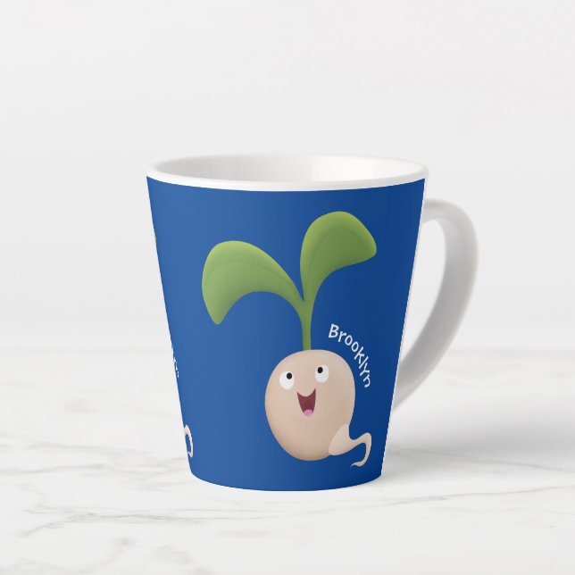 Caneca De Café Latte Imagem de desenho animado de sementes felizes e bo (Ângulo direito)