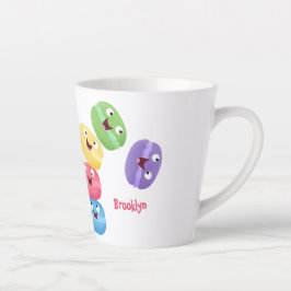 Caneca De Café Latte Imagem de desenhos animados de macarões engraçados
