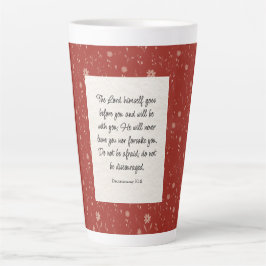 Caneca De Café Latte Imagem Versa da Bíblia 31:8 Deuteronomy