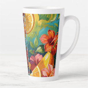 Caneca De Café Latte Impasto de pintura a óleo de coquetel de verão tro