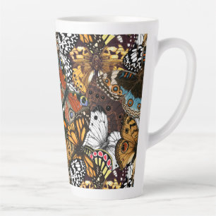 Caneca De Café Latte Impressão animal. Asas de borboleta.