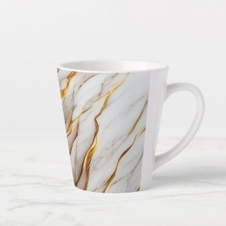 Caneca De Café Latte Impressão de Design de mármore branco e Dourado