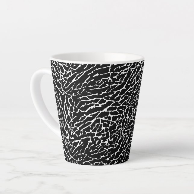 Caneca De Café Latte Impressão de Elefante Preto e Branco (Ângulo esquerdo)