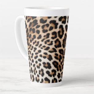 Caneca De Café Latte Impressão de Leopardo Castanho