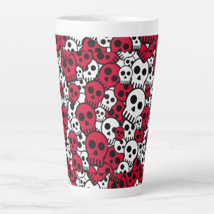 Caneca De Café Latte Impressão de padrão de caveira gótica cereja