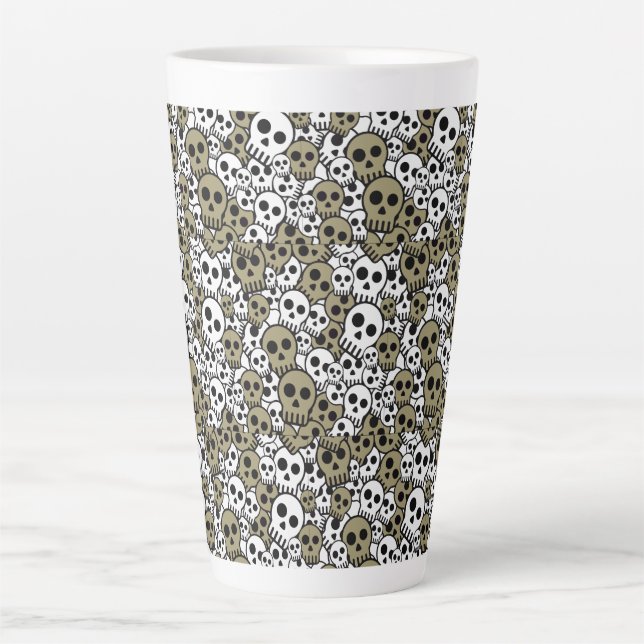 Caneca De Café Latte Impressão de Padrão Gótico Dourado (Frente)