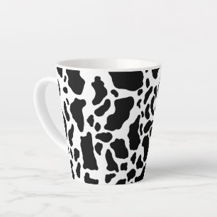 Caneca De Café Latte Impressão de Vaca Preta e Branca