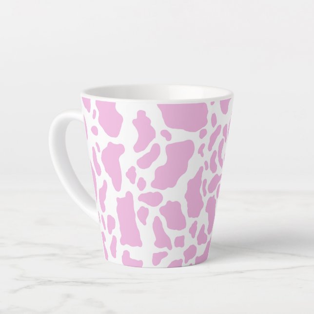 Caneca De Café Latte Impressão de Vaca Rosa (Ângulo esquerdo)