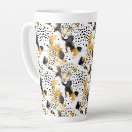 Caneca De Café Latte Impressão em animais de Leopardos Dourados amarelo