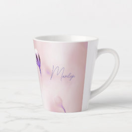 Caneca De Café Latte Impressão Floral Suave Lilac, Pequena Caneta Latte