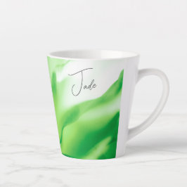 Caneca De Café Latte Impressão Floral Verde Pequena Caneta Lateral