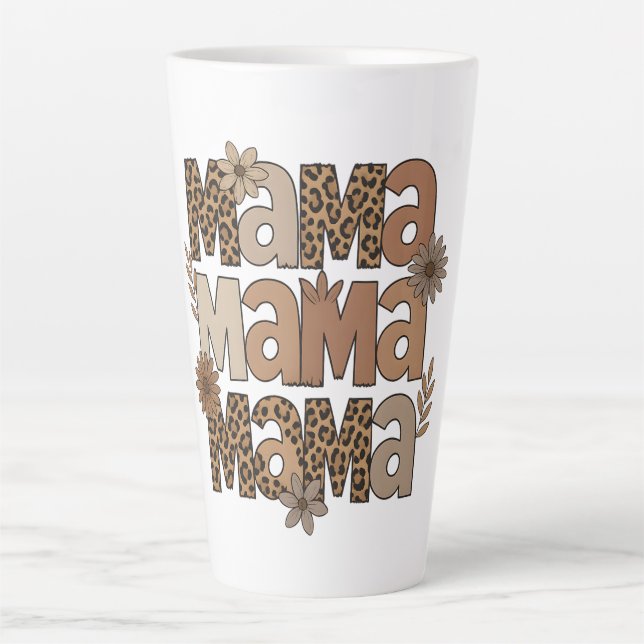 Caneca De Café Latte Impressão Leopardo-da-mãe estética (Frente)