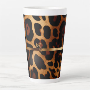 Caneca De Café Latte Impressão Leopardo Monograma na moda
