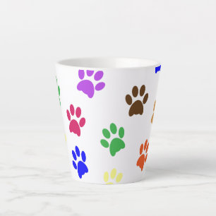 Caneca De Café Latte Impressões Coloridas de Pata de Cachorro