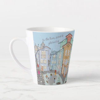 Caneca De Café Latte "In the lane, snow is glistening" cute winter mug