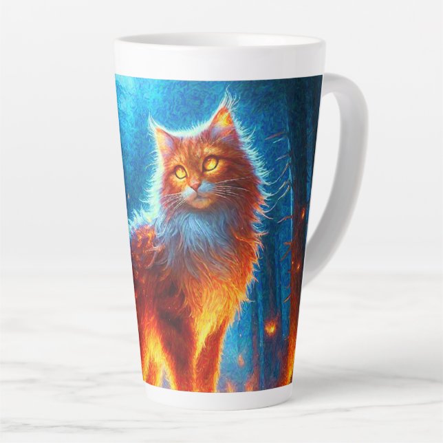 Caneca De Café Latte Incêndio Encantado (Ângulo direito)