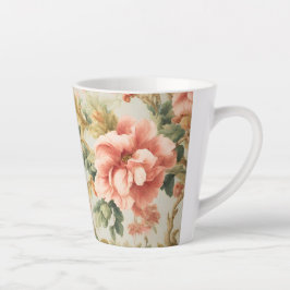 Caneca De Café Latte Incríveis Flores, Folhas. Pintura