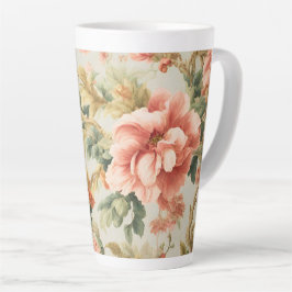 Caneca De Café Latte Incríveis Flores, Folhas. Pintura