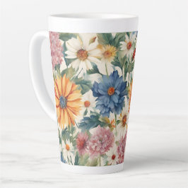 Caneca De Café Latte Incrível Flores de Jardim de Verão