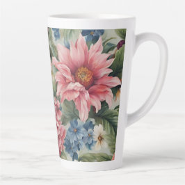 Caneca De Café Latte Incrível Flores de Verão Coloridas Coloridas