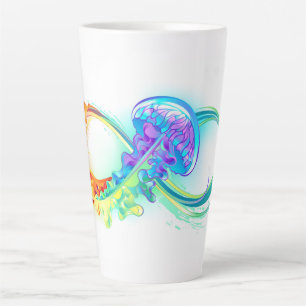 Caneca De Café Latte Infinidade com água-vivas do Arco-Íris