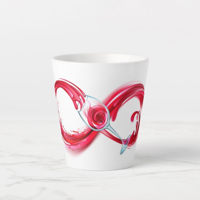 Caneca De Café Latte Infinidade com vinho tinto (Frente)