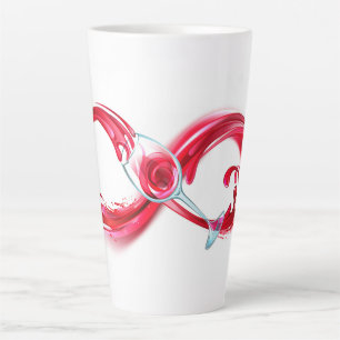 Caneca De Café Latte Infinidade com vinho tinto
