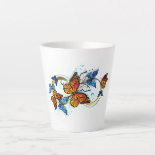 Caneca De Café Latte Infinidade de Borboletas Monarca