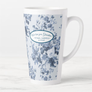 Caneca De Café Latte Inglês Floral Garden Dusty Blue n White Avó