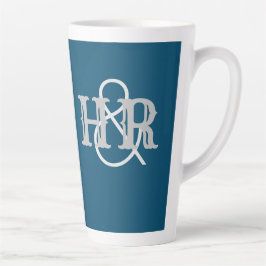 Caneca De Café Latte Iniciais conjuntas de Casais felizes em um