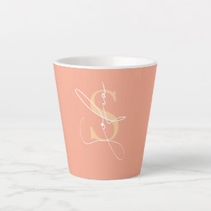 Caneca De Café Latte Iniciais de Nome Personalizado Moderno