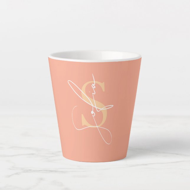Caneca De Café Latte Iniciais de Nome Personalizado Moderno (Frente)