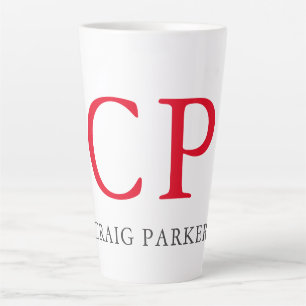 Caneca De Café Latte Iniciais em branco branco simples de monograma pro