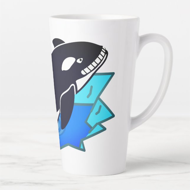 Caneca De Café Latte Inimigo da Orca, Peixe e Pinguim (Direita)