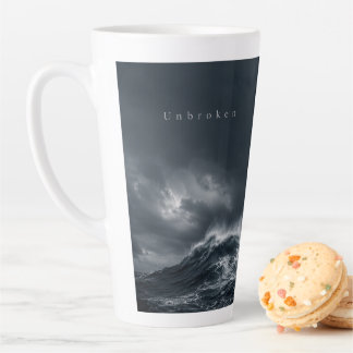 Caneca De Café Latte Inquebrável - Estética de Oceano Tempestuoso Citaç