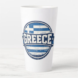 Caneca De Café Latte Insígnia da Bandeira Vintage da Grécia