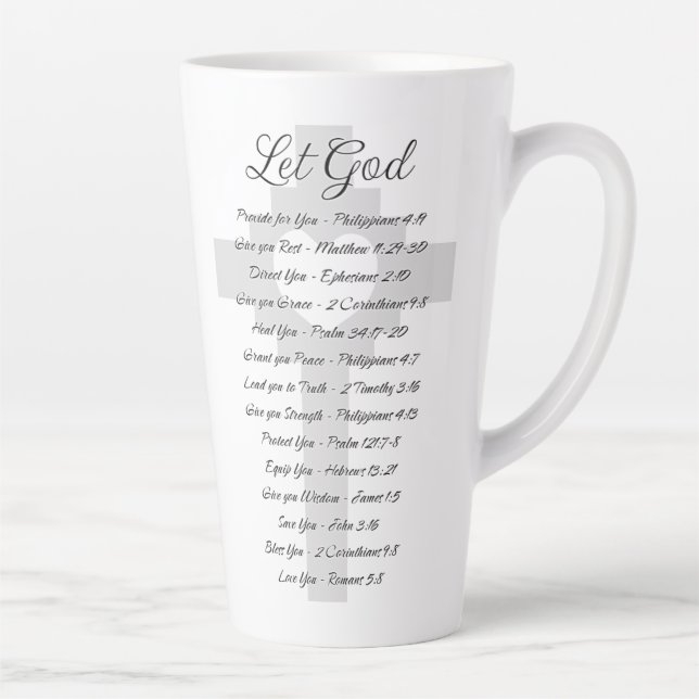 Caneca De Café Latte Inspiração da escritura de Deus (Direita)
