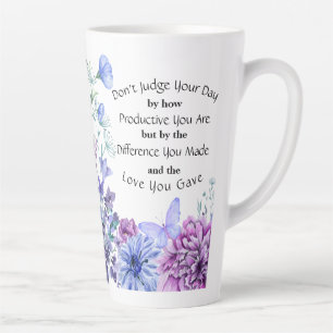 Caneca De Café Latte Inspiração de flor selvagem roxa azul