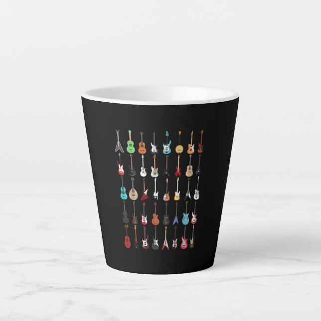 Caneca De Café Latte Instrumento Musical de Violão Rock and Roll (Frente)
