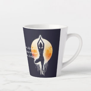 Caneca De Café Latte Instrutor de Meditação de Yoga Pose da Árvore Lua